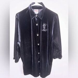 Vintage Women’s Mickey Mouse‎ Disney Black Velvet Button-Up Shirt size Medium